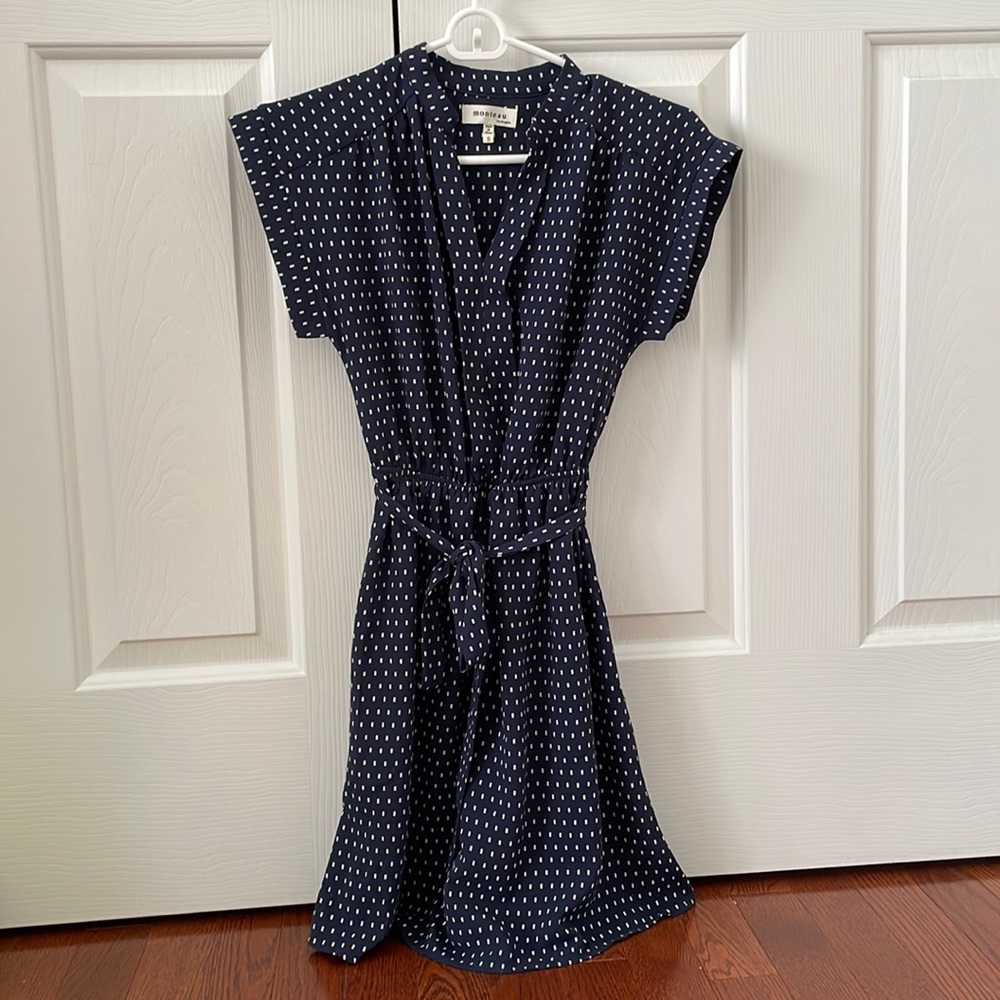 Navy Blue A line dress with tie